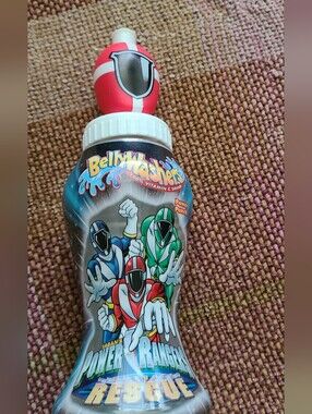 BellyWashers Power Rangers Rescue Bottle - Red, Blue, Green Collectible Mint.